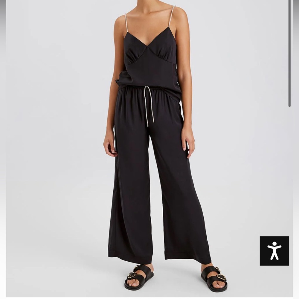 Solid And Striped Diamond Drawstring Satin Pant - image 3